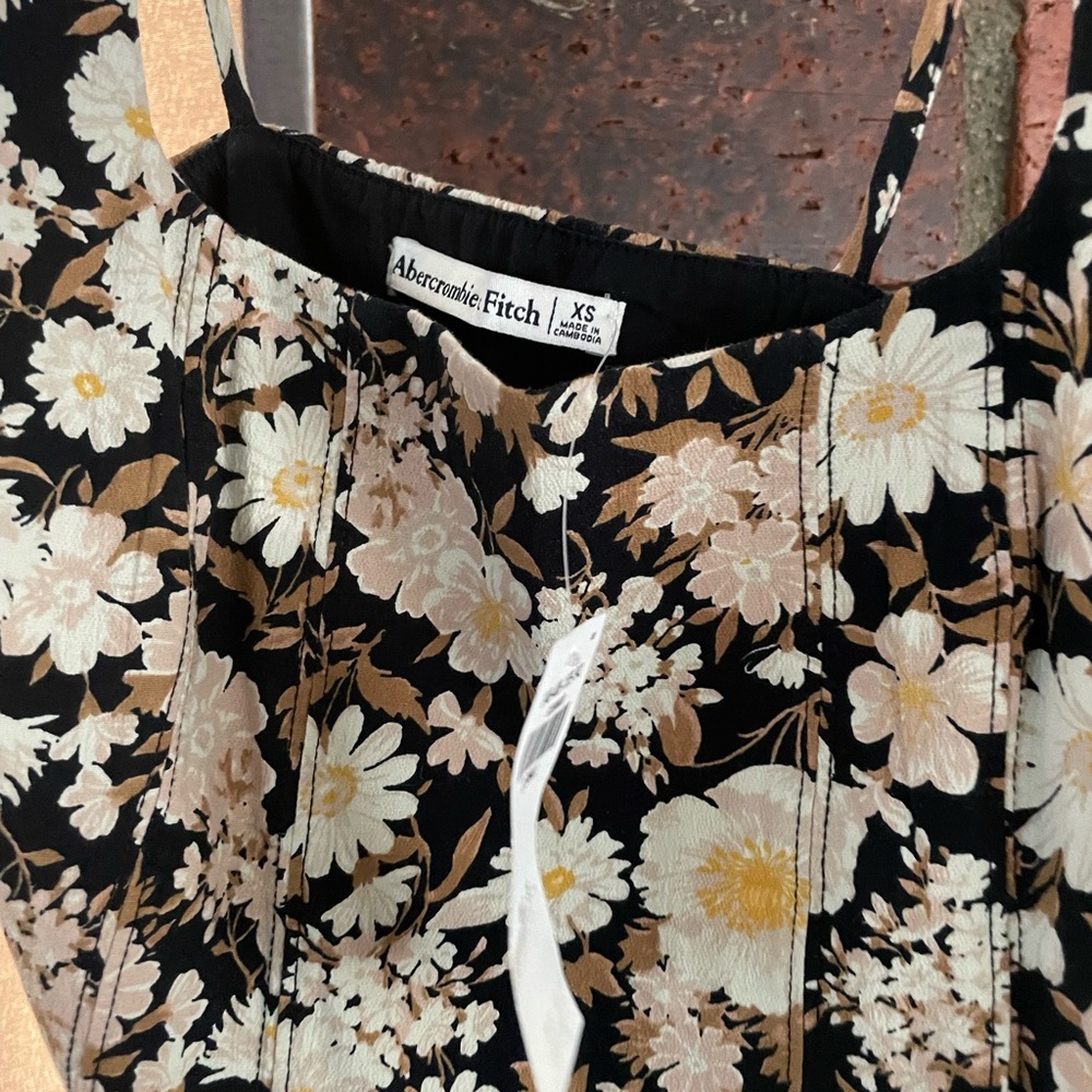 Floral Black and White Women's corset Top - Picture 4 of 4